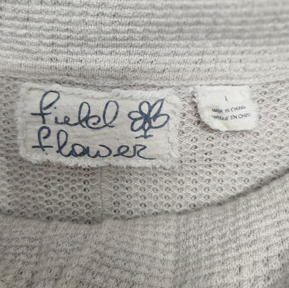 Anthropologie RARE Field Flower L Wool Blend Waffle Thermal Cowl Sweater Tunic L - Picture 3 of 10